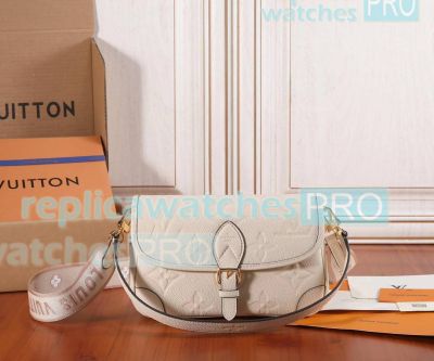 Copy L--V Diane Satchel Bag Crème Beige Monogram Empreinte Leather 